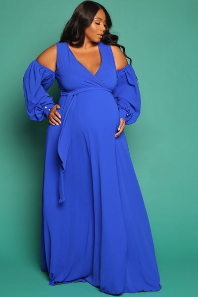 Formal Royal Blue maternity gown, Plus ...